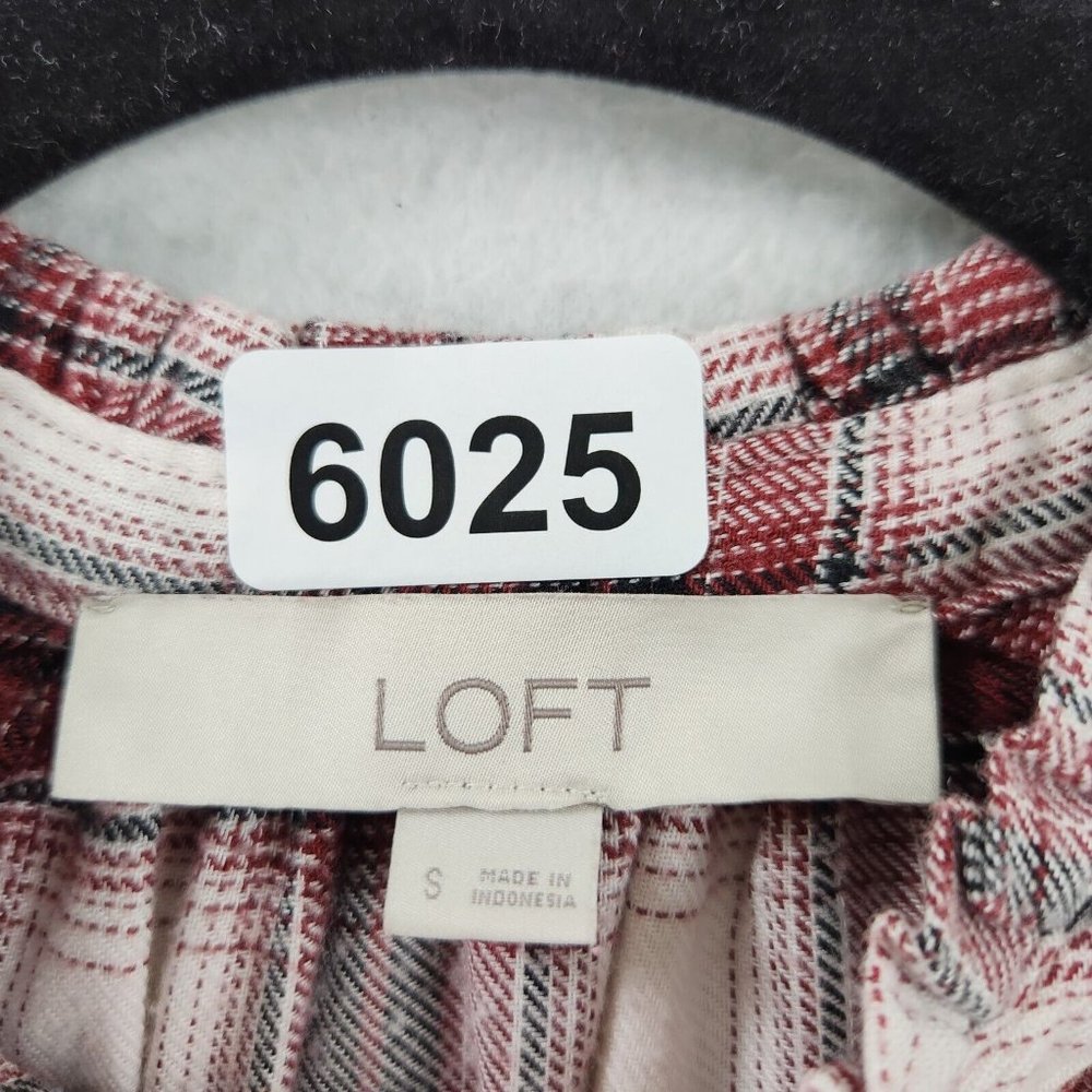 Ann Taylor LOFT Shirt Women Small Red White Plaid Button Down Long Sleeve Casual - Picture 7 of 11